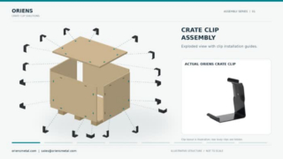 ORIENS Kratclip-montagehandleiding voor herbruikbare houten kisten