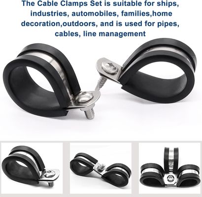 Rubber gelijmd P Clamps Rubber Pipe Clamps Roestvrij staal INOX 304 Duurzaam R Types slang Clamps Quick Locking Pipe Clamps